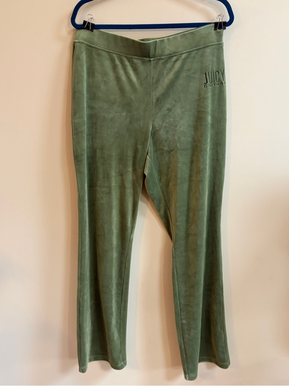 Juicy Couture Green Velour Velvet Y2K Style Track Sweatpants Bottoms Casual Cozy